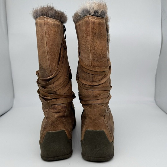 Mod Brev Women's 39‎ Boot Genuine Italian Leather Fur Lined Long Square Toed Y2K - Picture 6 of 14